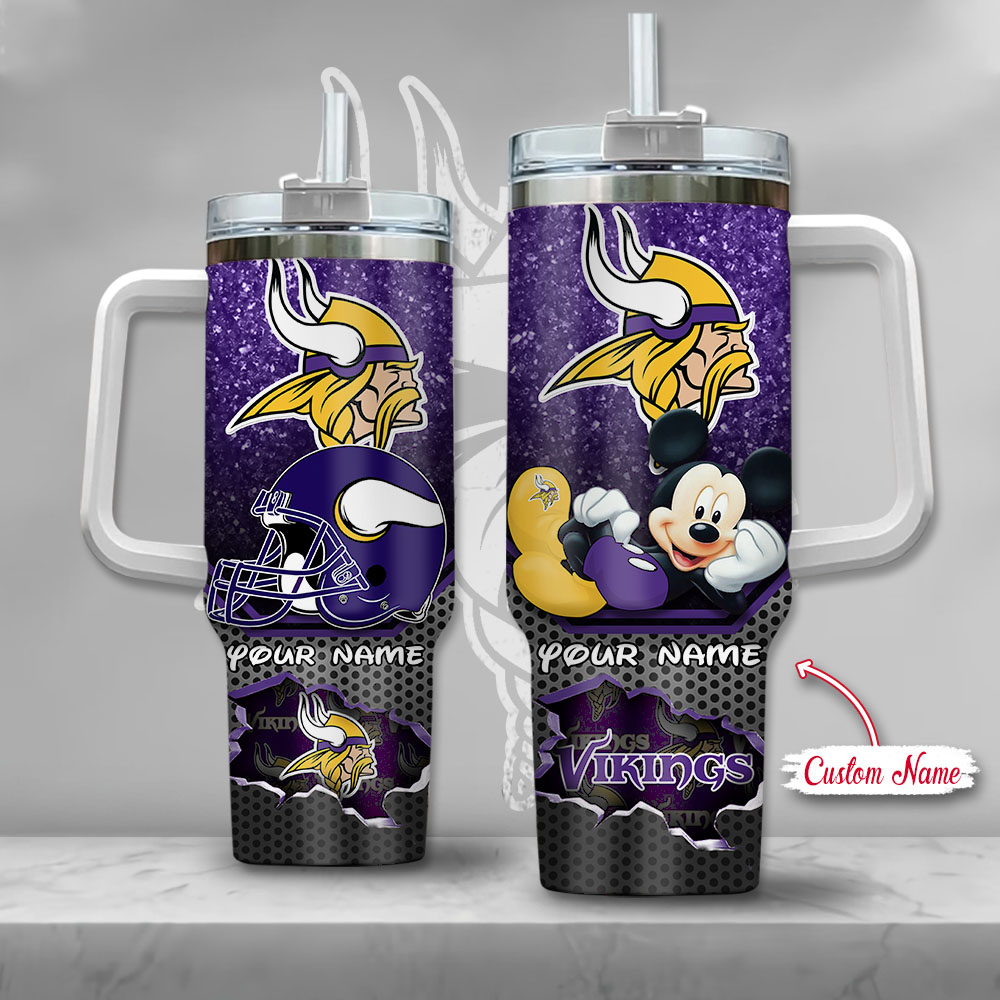 NFL Minnesota Vikings Mickey Mouse Custom Stanley Cup 40 oz 30 oz Tumbler With HandleTVC2301126