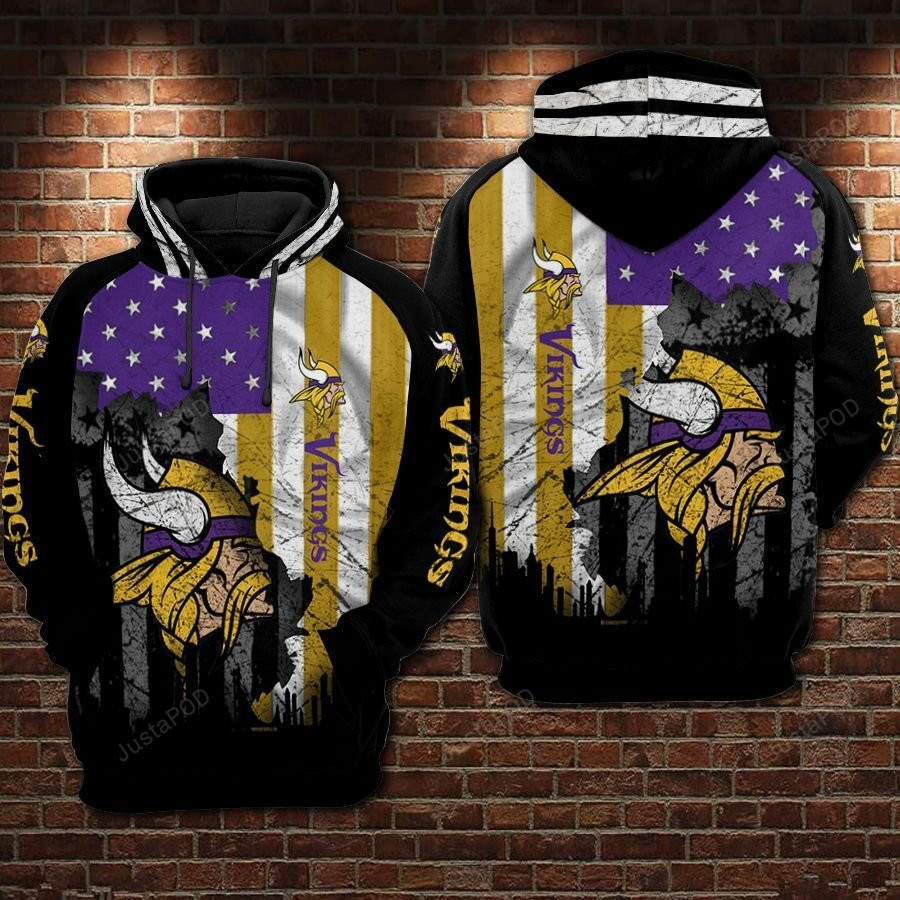 NFL Minnesota Vikings Nfl Football Flag American 3D All Over Print Hoodie, Zip Hoodie