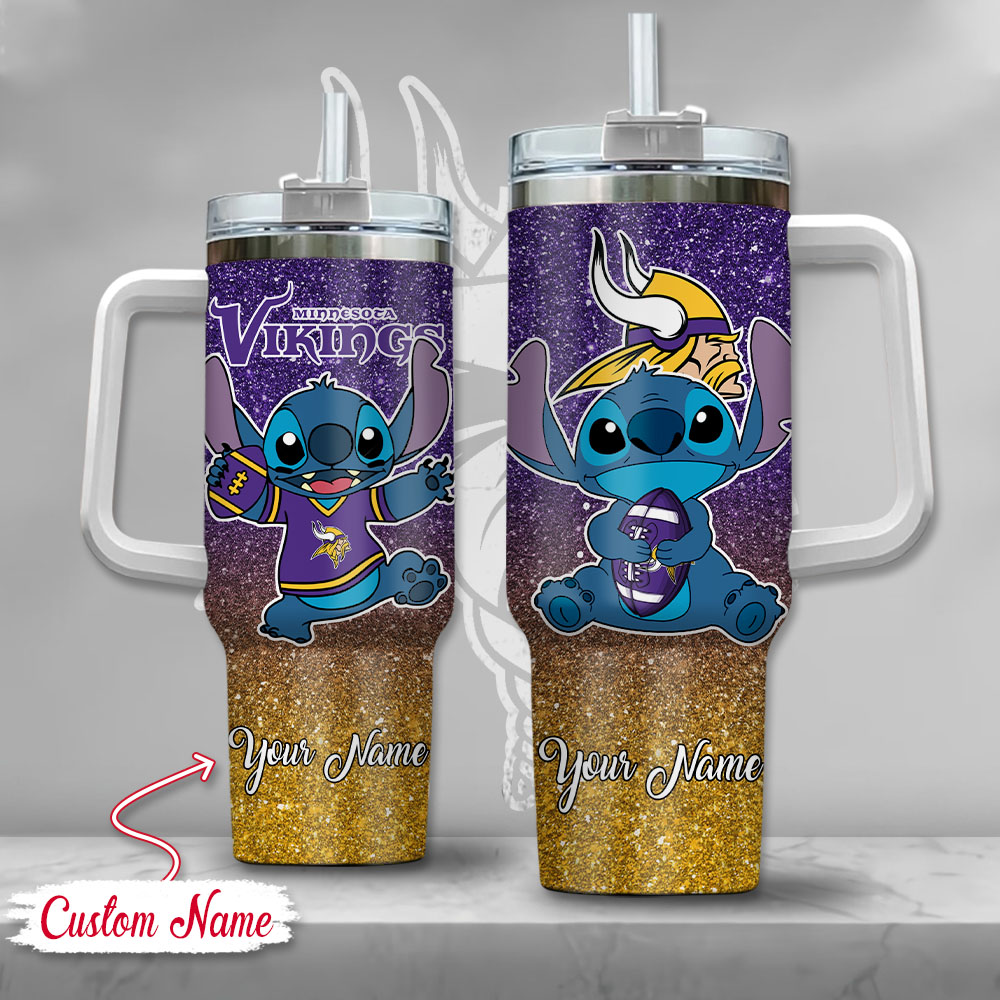 NFL Minnesota Vikings Stitch Glitter Custom Stanley Cup 40 oz 30 oz Tumbler With HandleTVC2301126