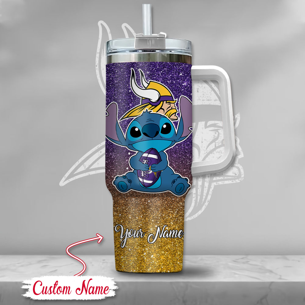 NFL Minnesota Vikings Stitch Glitter Custom Stanley Cup 40 oz 30 oz Tumbler With HandleTVC2301126 - Image 2