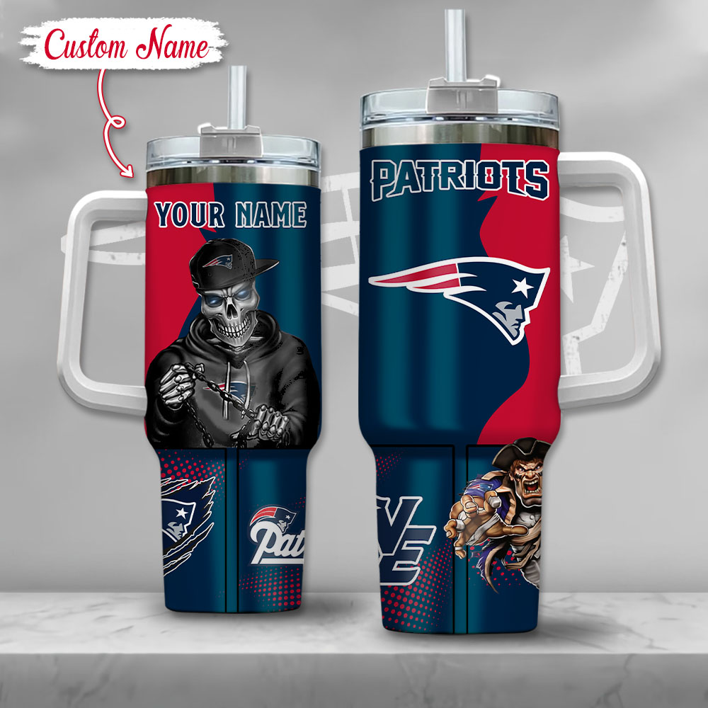 NFL New England Patriots Gangster Skeleton Custom Stanley Cup 40 oz 30 oz Tumbler With HandleTVC2301125
