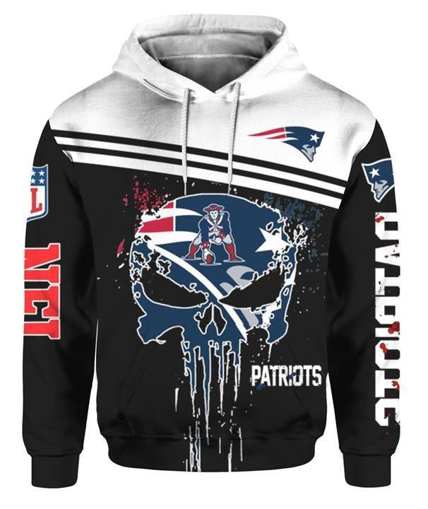 NFL New England Patriots Nfl Skull 3D All Over Print Hoodie, Zip Hoodie