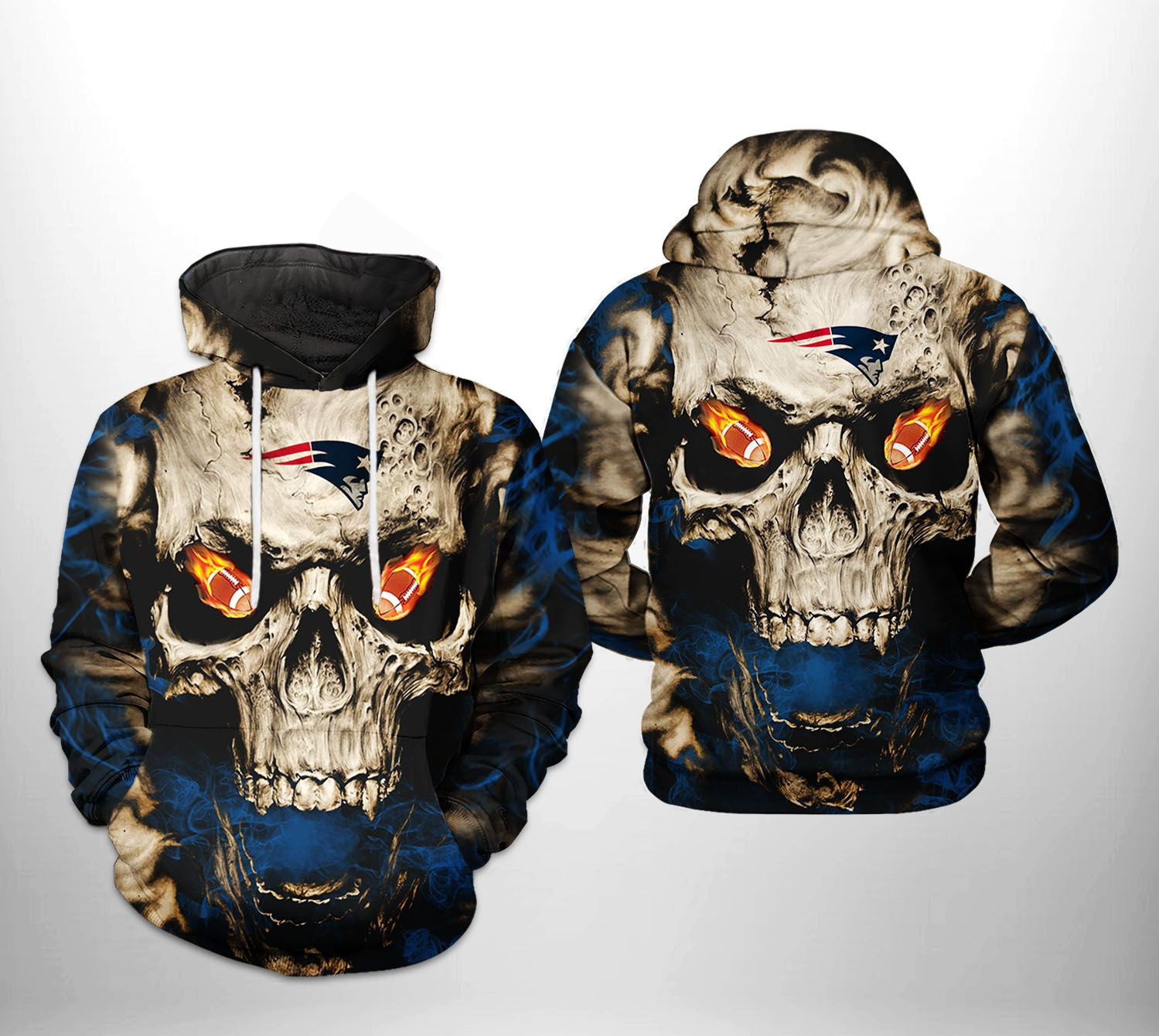 NFL New England Patriots NFL Skull Team 3D All Over Print Hoodie, Zip Hoodie