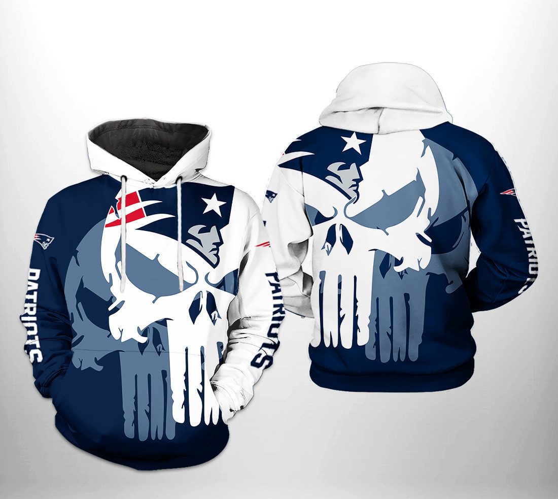 NFL New England Patriots NFL Team Skull 3D All Over Print Hoodie, Zip Hoodie