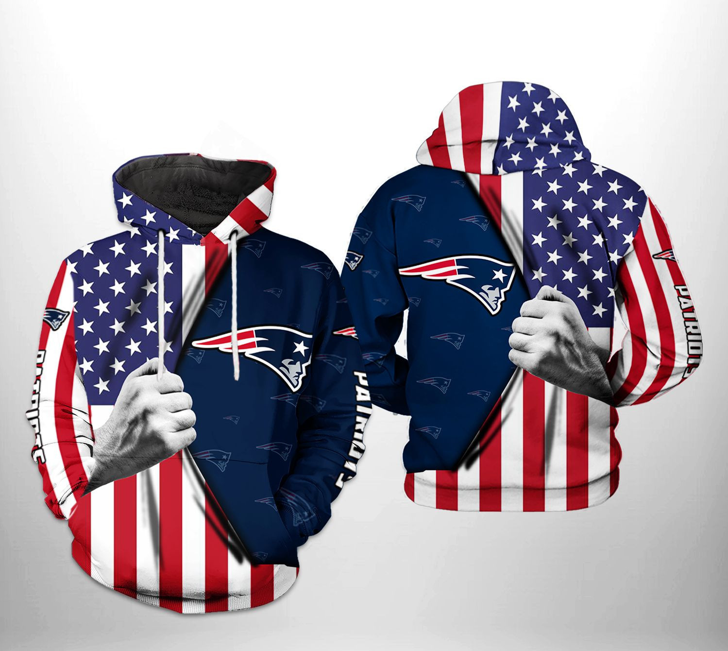 NFL New England Patriots NFL US Flag Team 3D All Over Print Hoodie, Zip Hoodie