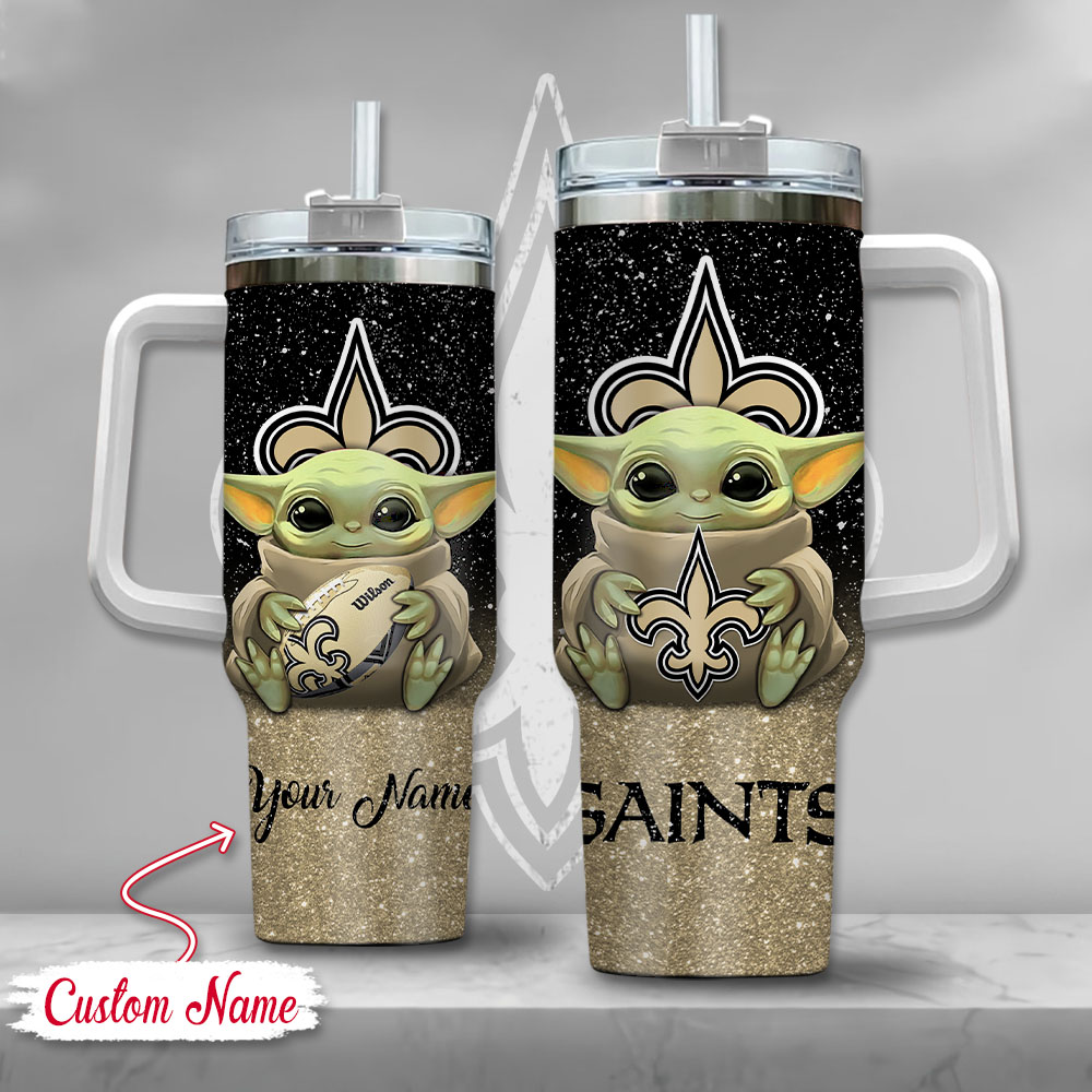NFL New Orleans Saints Baby Yoda Custom Stanley Cup 40 oz 30 oz Tumbler With HandleTVC2301128