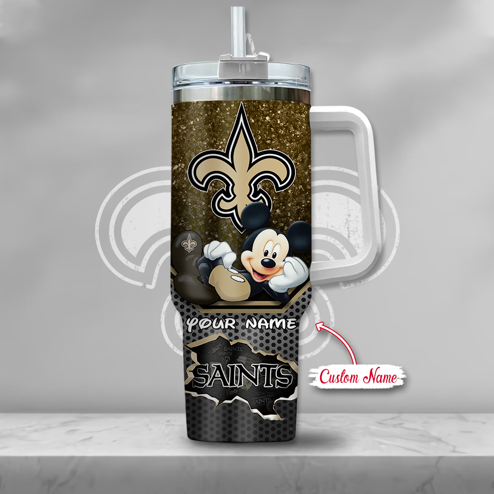 NFL New Orleans Saints Mickey Mouse Custom Stanley Cup 40 oz 30 oz Tumbler With HandleTVC2301126 - Image 2