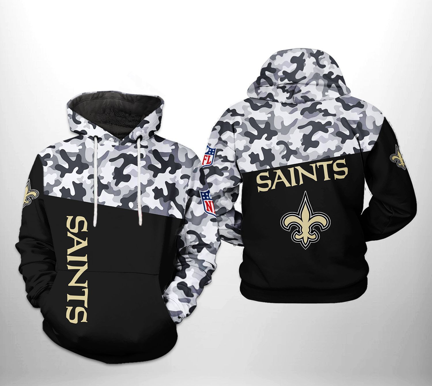 NFL New Orleans Saints NFL Camo Veteran Team 3D All Over Print Hoodie, Zip Hoodie