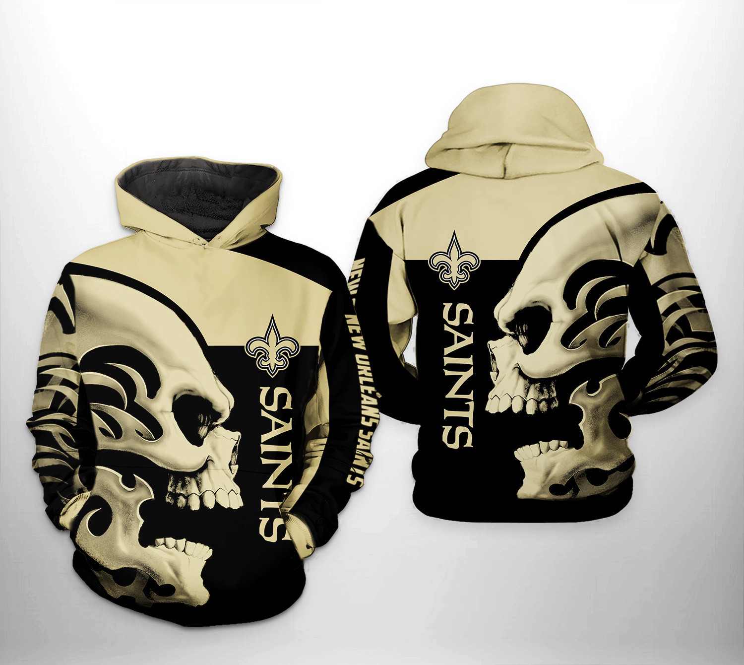 NFL New Orleans Saints NFL Skull 3D All Over Print Hoodie, Zip Hoodie
