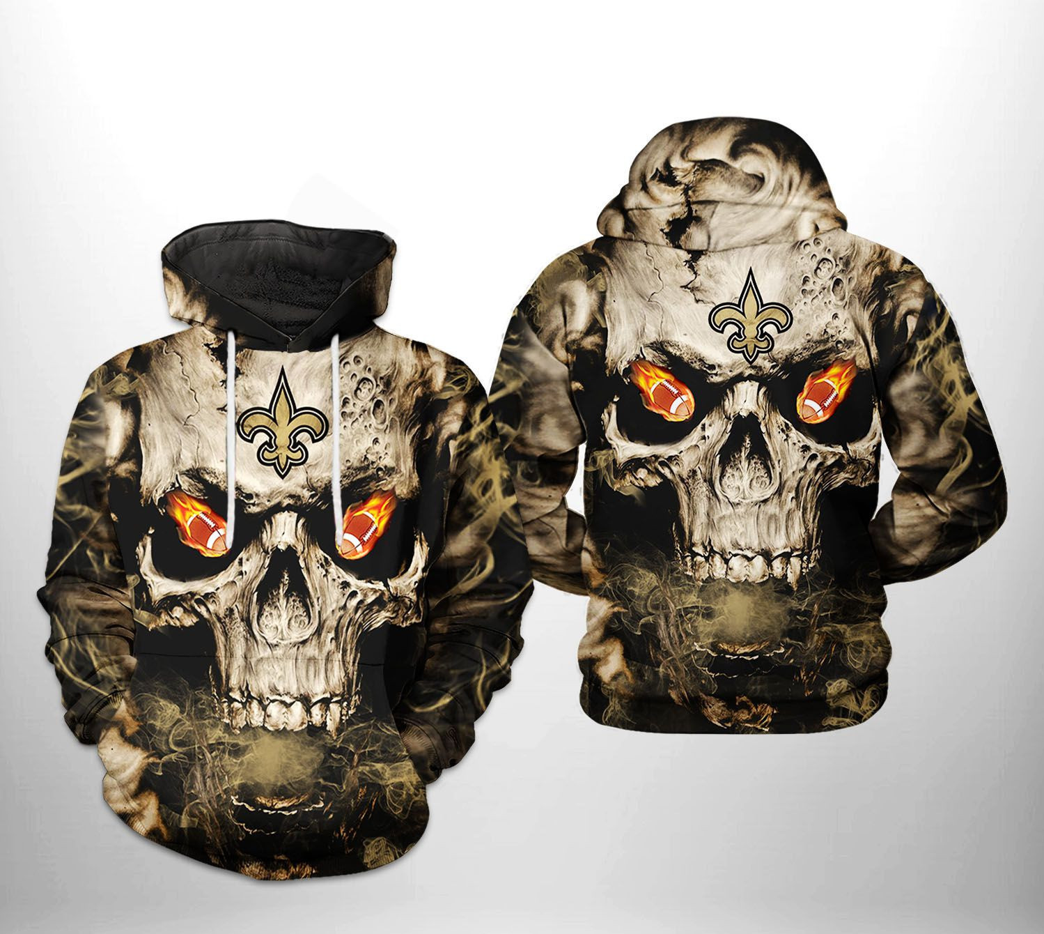 NFL New Orleans Saints NFL Skull Team 3D All Over Print Hoodie, Zip Hoodie