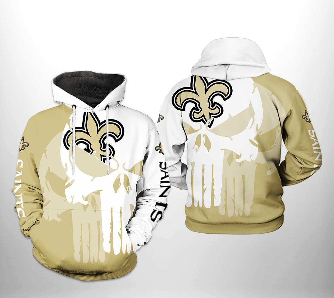 NFL New Orleans Saints NFL Team Skull 3D All Over Print Hoodie, Zip Hoodie