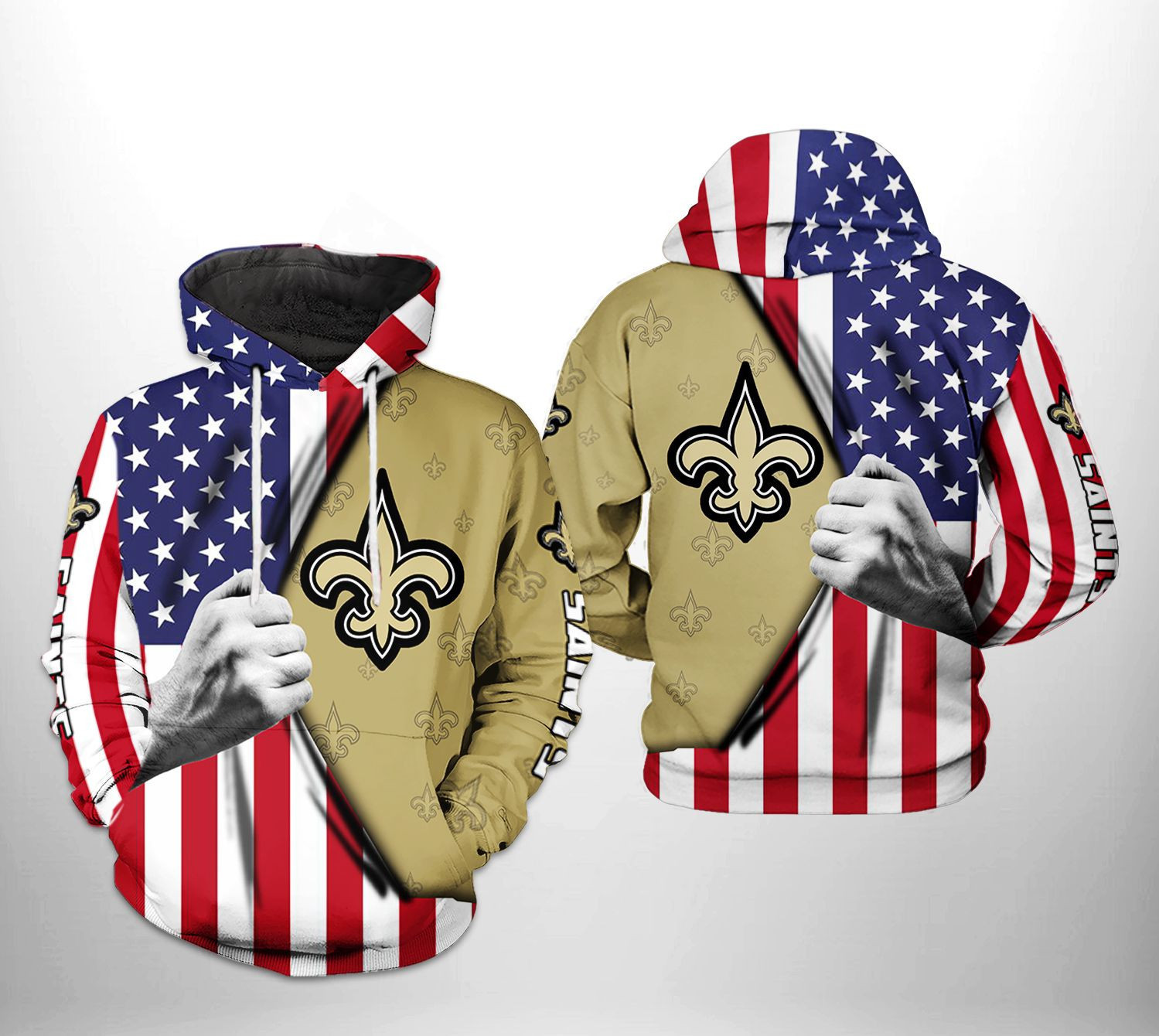 NFL New Orleans Saints NFL US Flag Team 3D All Over Print Hoodie, Zip Hoodie