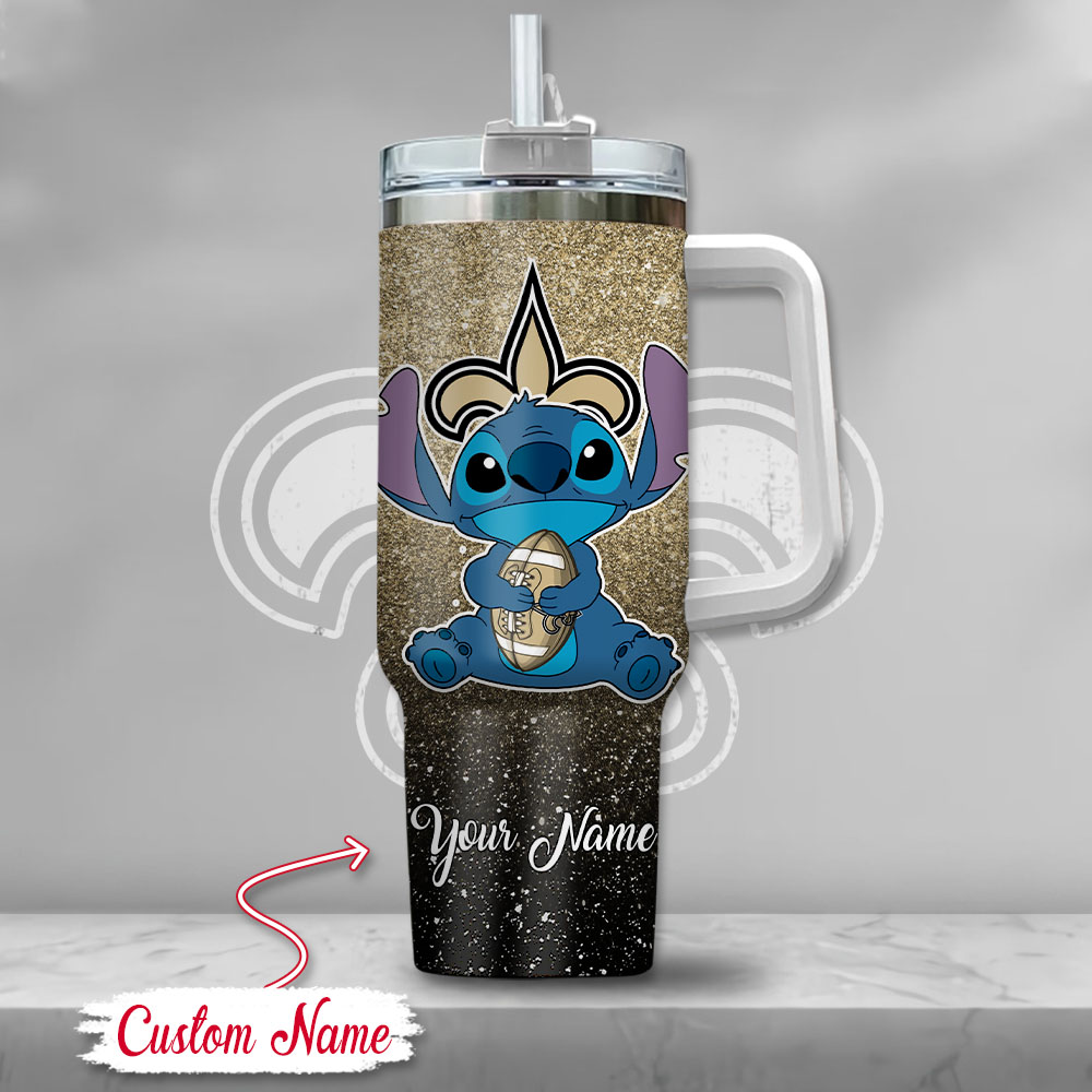 NFL New Orleans Saints Stitch Glitter Custom Stanley Cup 40 oz 30 oz Tumbler With HandleTVC2301126 - Image 2