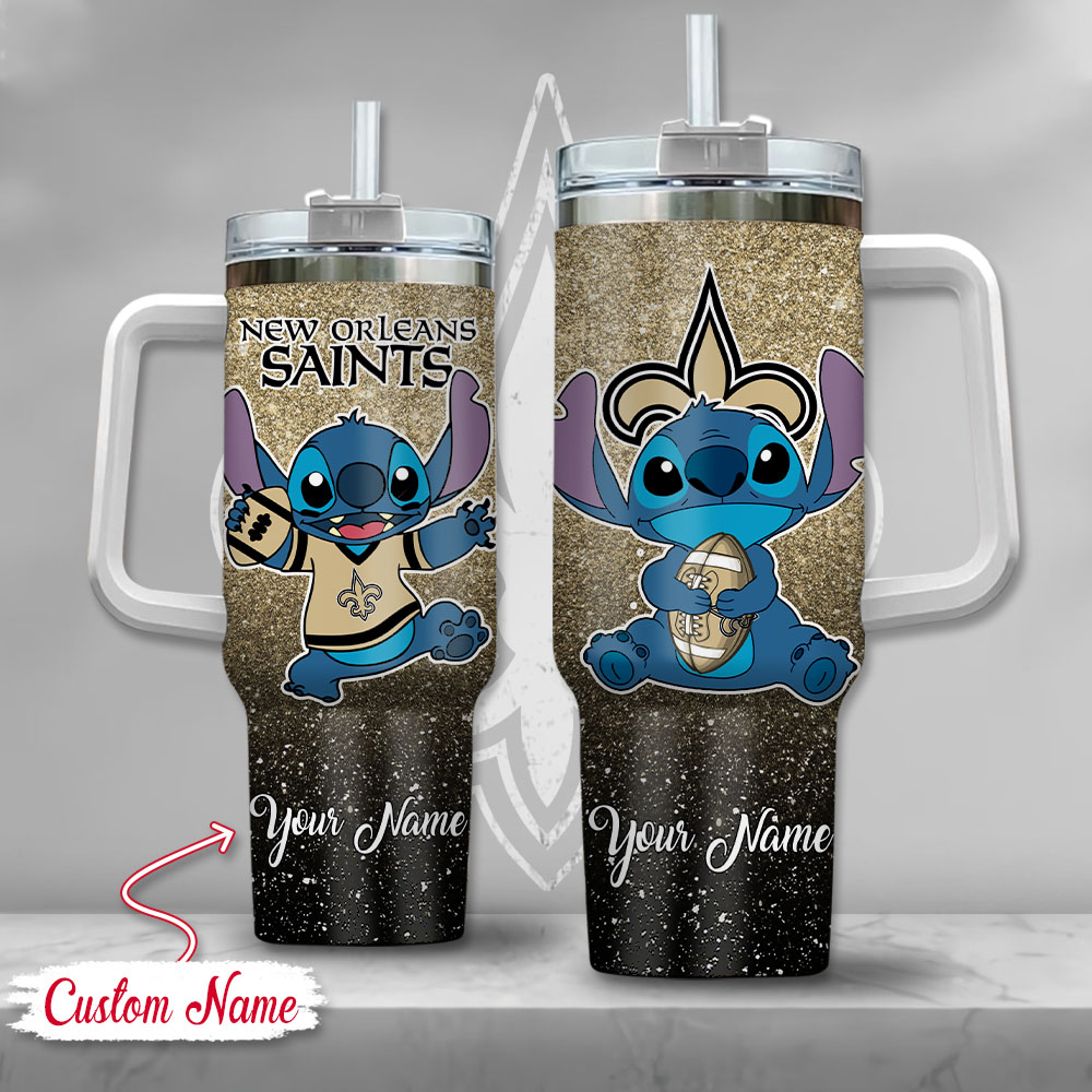 NFL New Orleans Saints Stitch Glitter Custom Stanley Cup 40 oz 30 oz Tumbler With HandleTVC2301126
