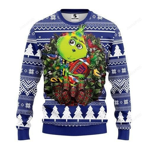 Nfl New York Giants Grinch Hug Ugly Christmas Sweater Adult 3D Funny Matching for family