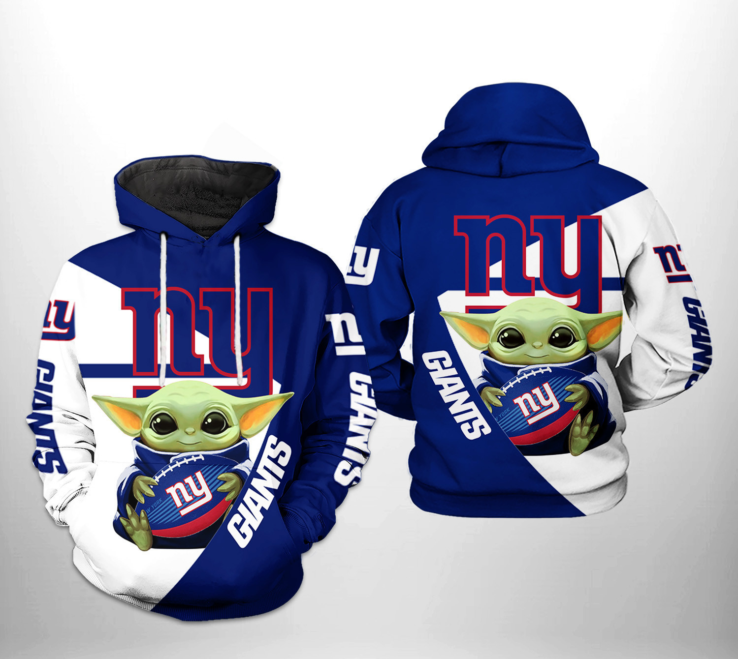 NFL New York Giants NFL Baby Yoda Team 3D All Over Print Hoodie, Zip Hoodie