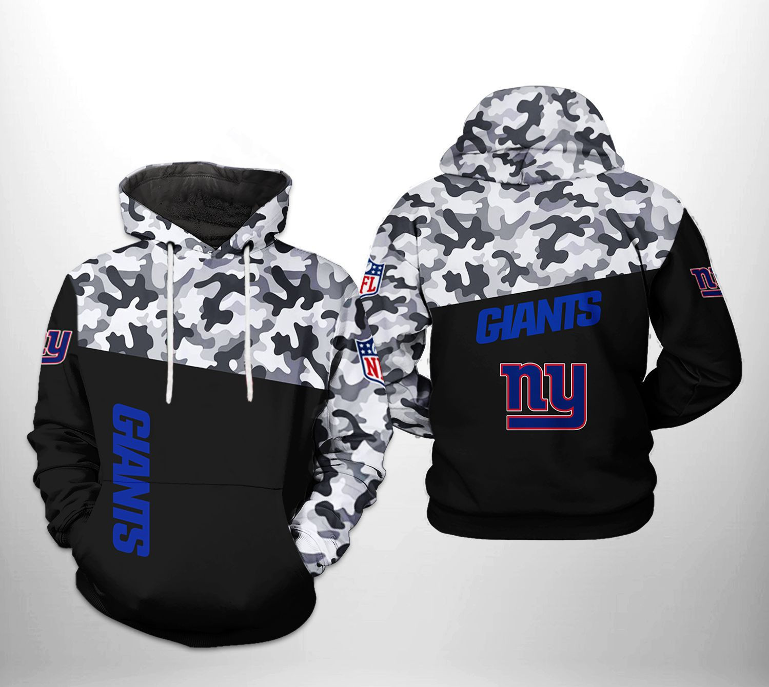 NFL New York Giants NFL Camo Veteran Team 3D All Over Print Hoodie, Zip Hoodie