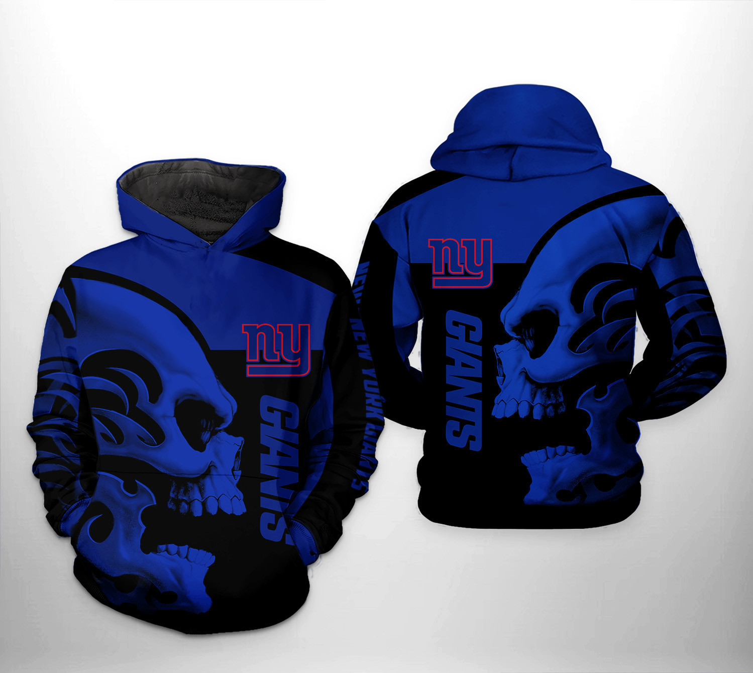 NFL New York Giants NFL Skull 3D All Over Print Hoodie, Zip Hoodie