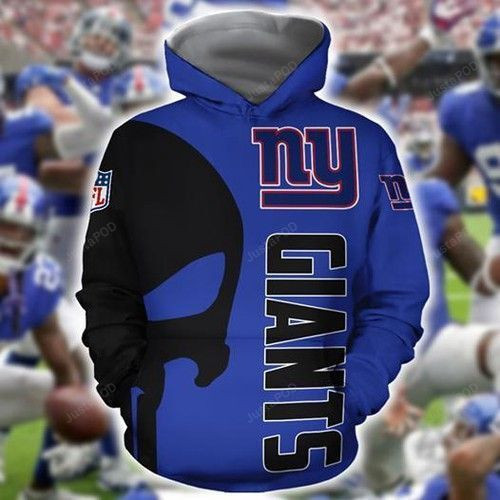 NFL New York Giants Nfl Skull New York Giants 3D All Over Print Hoodie, Zip Hoodie