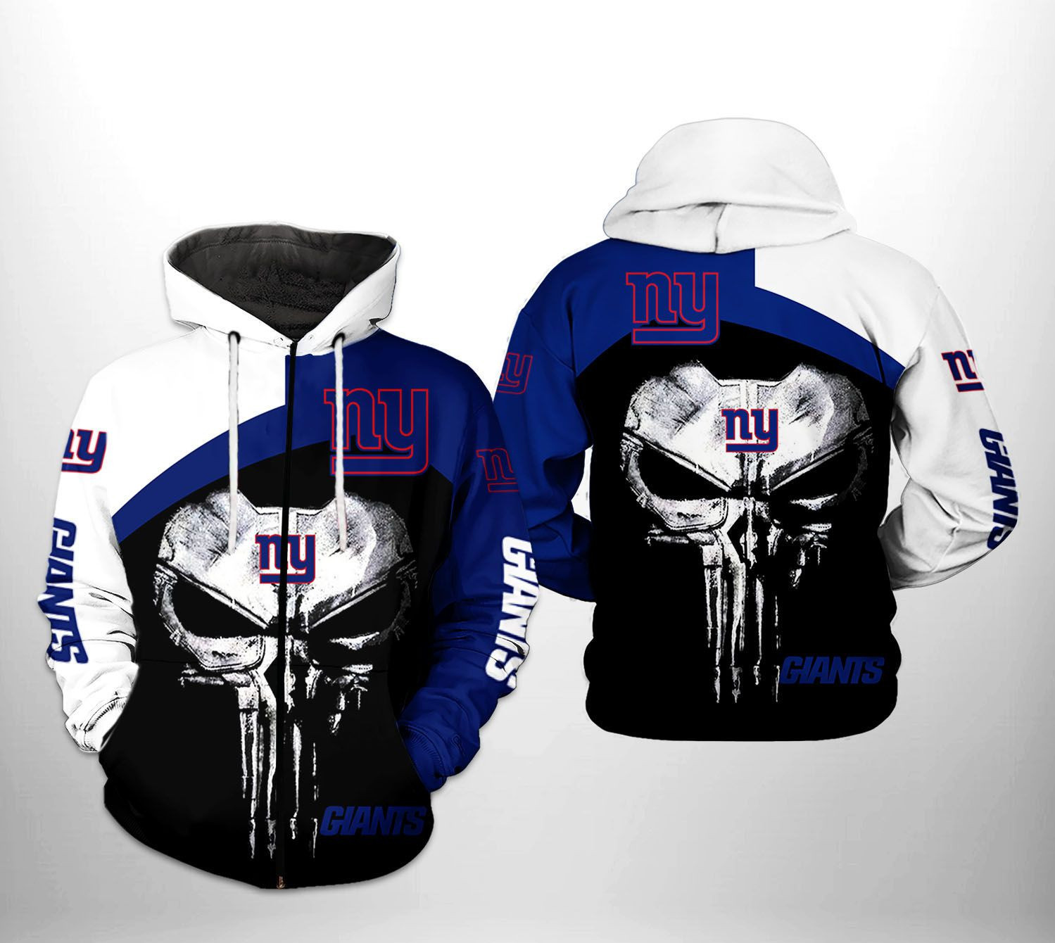 NFL New York Giants NFL Skull Punisher Team 3D All Over Print Hoodie, Zip Hoodie