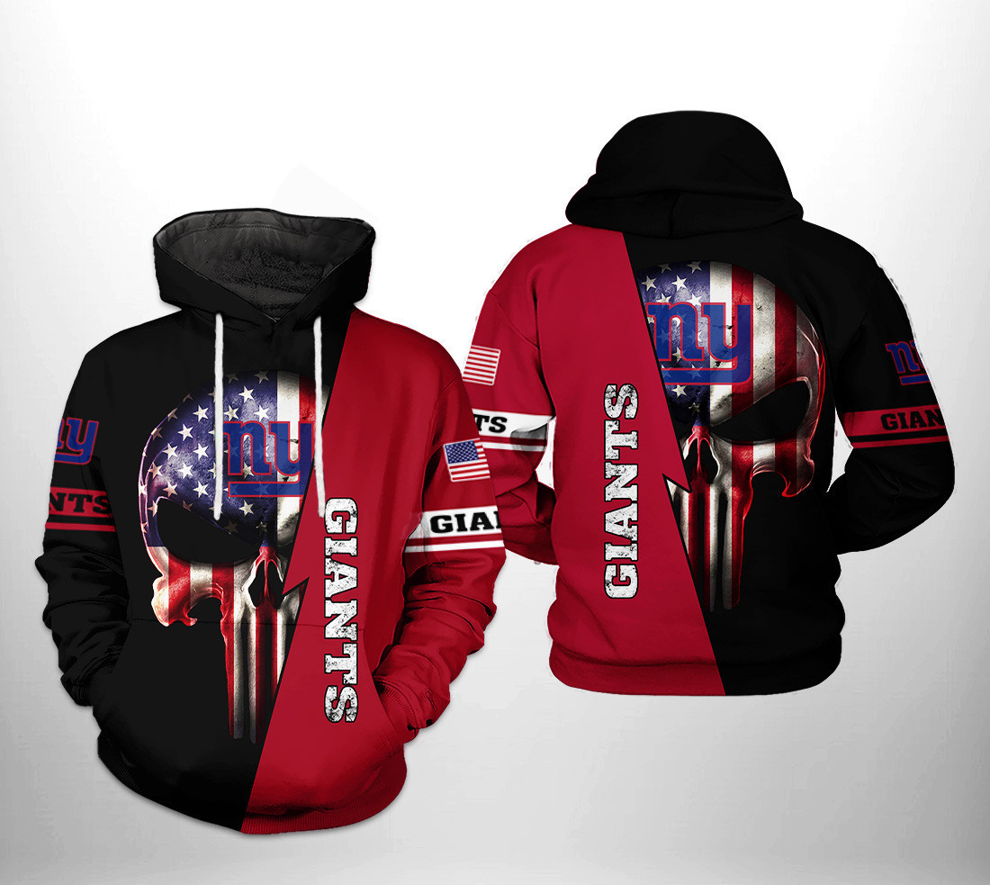 NFL New York Giants NFL US Flag Skull Team 3D All Over Print Hoodie, Zip Hoodie