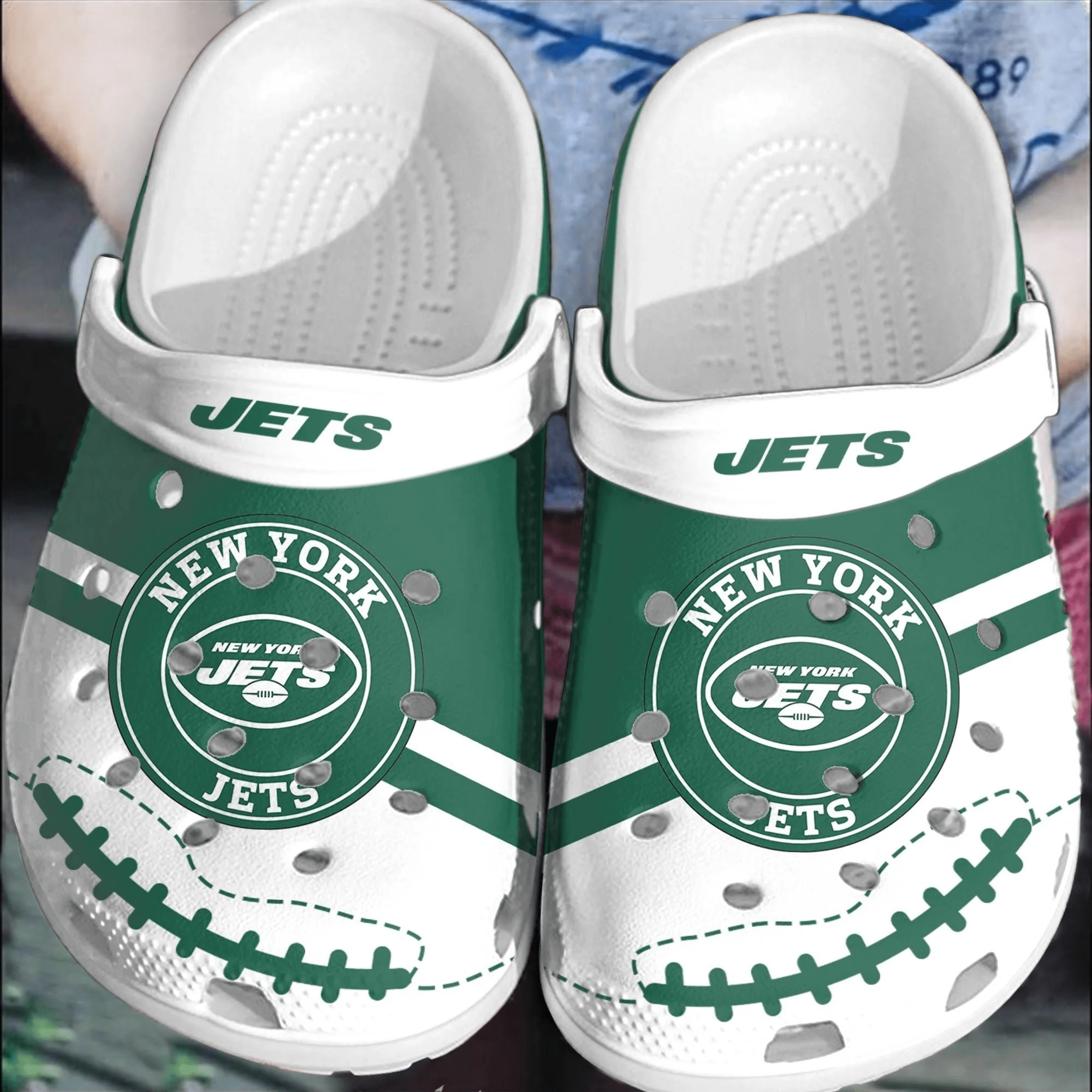 NFL New York Jets Football Crocs Shoes Comfortable Clogs Crocband For Men Women