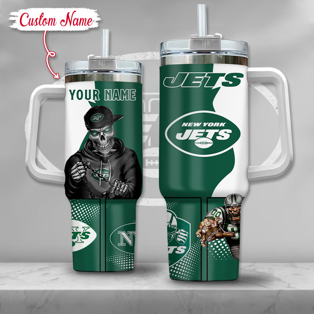 NFL New York Jets Gangster Skeleton Custom Stanley Cup 40 oz 30 oz Tumbler With HandleTVC2301125