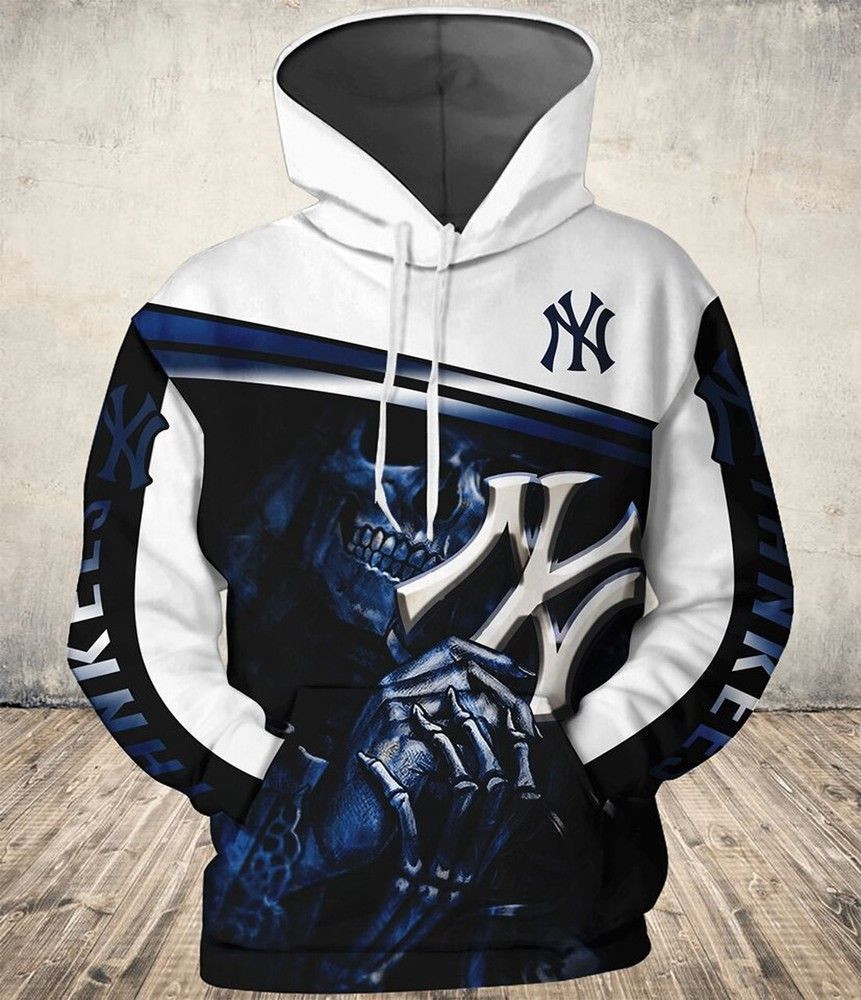 NFL New York Yankees Nfl Football Mlb Skull 3D All Over Print Hoodie, Zip Hoodie