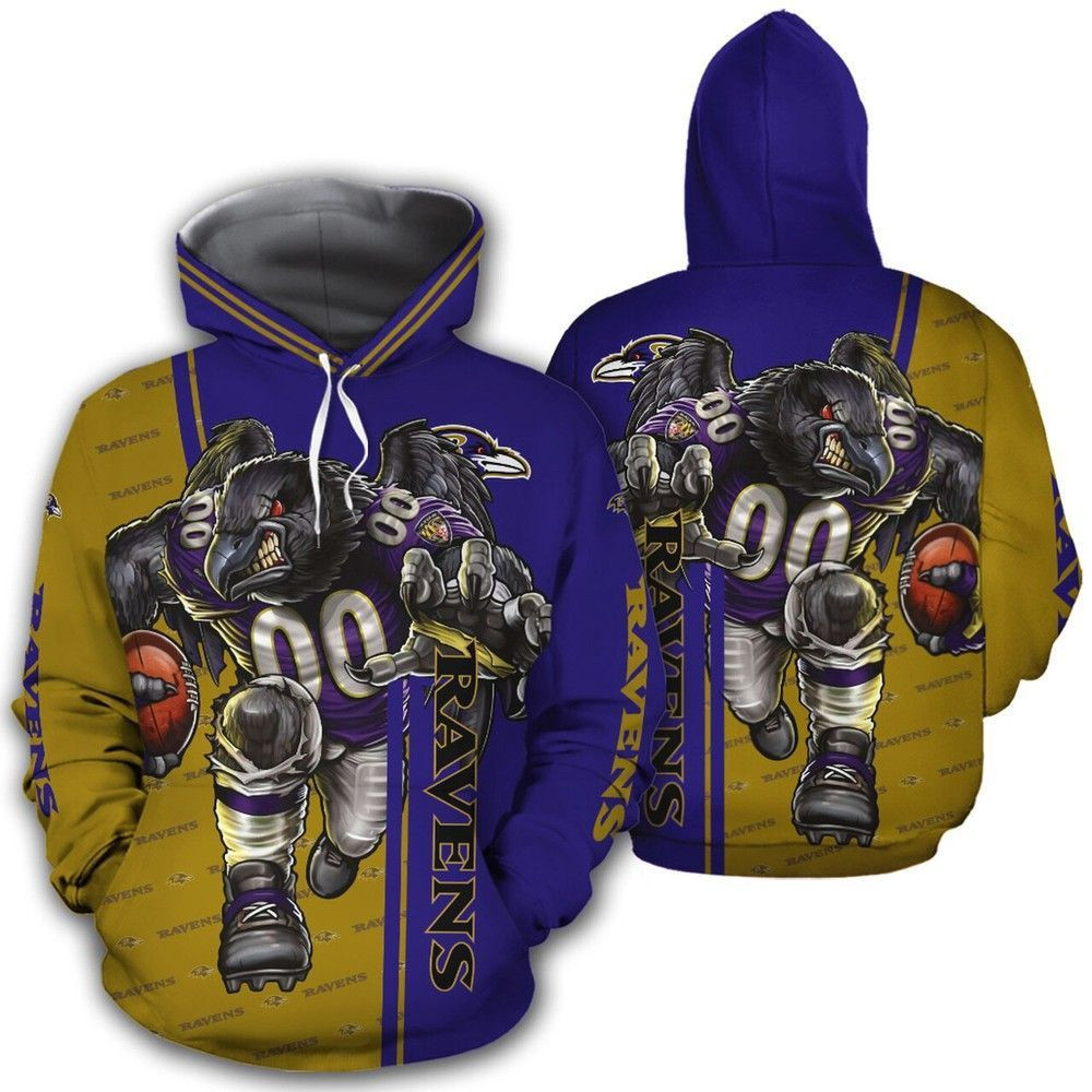 NFL NFL Baltimore Ranves 3D All Over Print Hoodie, Zip Hoodie