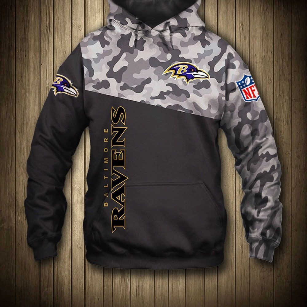 NFL NFL Baltimore Ranves Camo 3D All Over Print Hoodie, Zip Hoodie