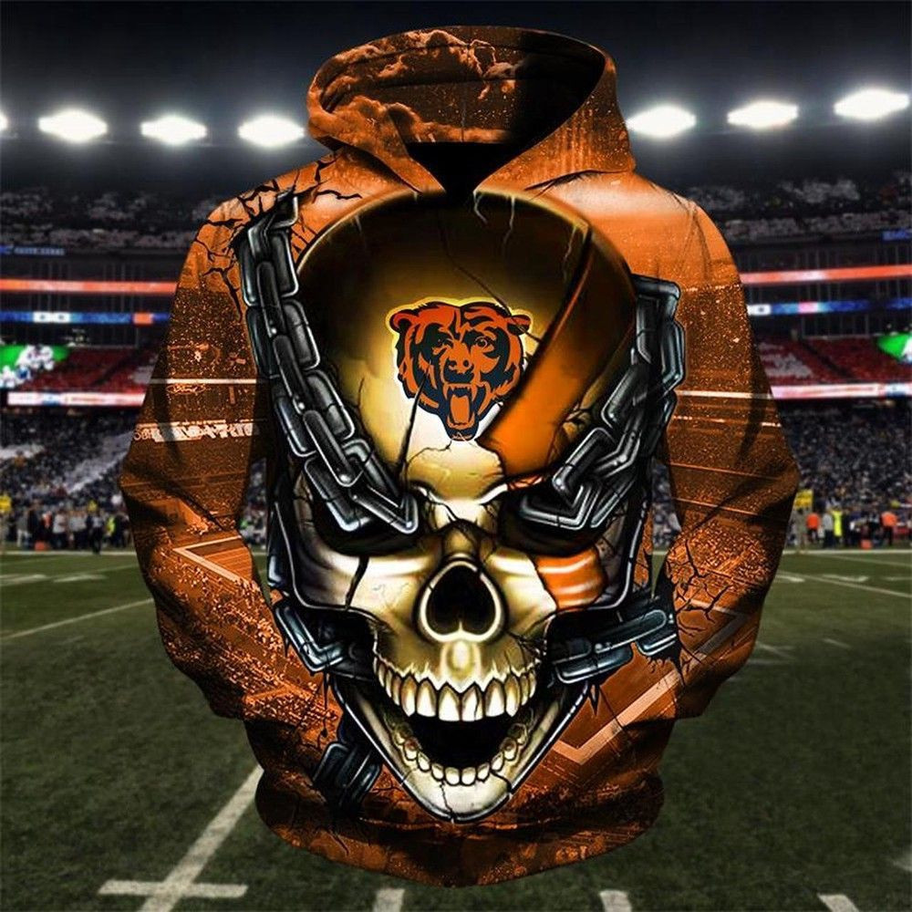 NFL NFL Chicago Bears Skull 3D All Over Print Hoodie, Zip Hoodie