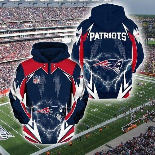 NFL Nfl New England Patriots Lightning 3D All Over Print Hoodie, Zip Hoodie