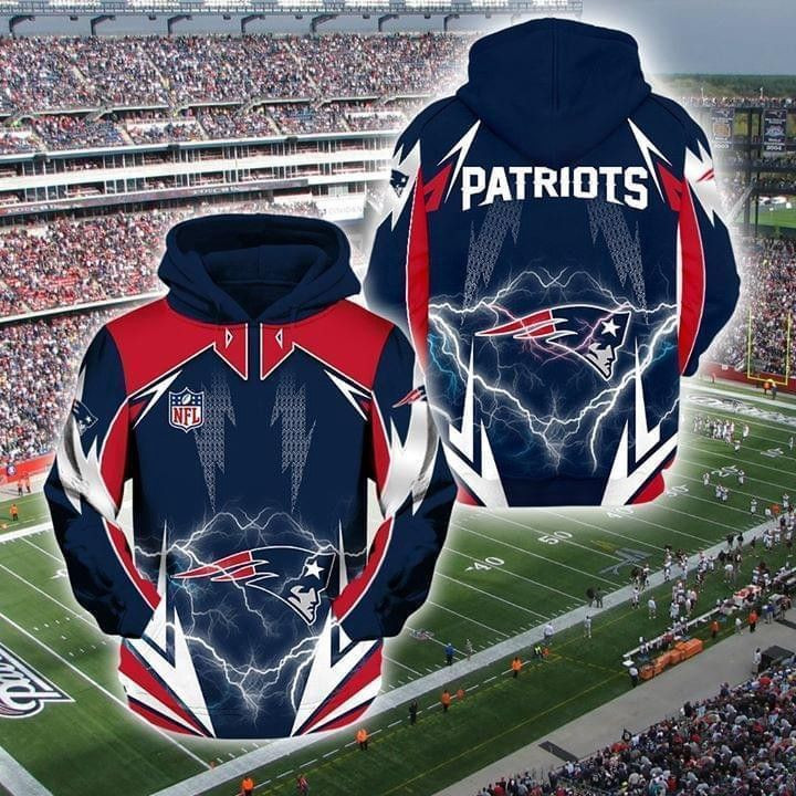 NFL Nfl New England Patriots Lightning 3D All Over Print Hoodie, Zip Hoodie