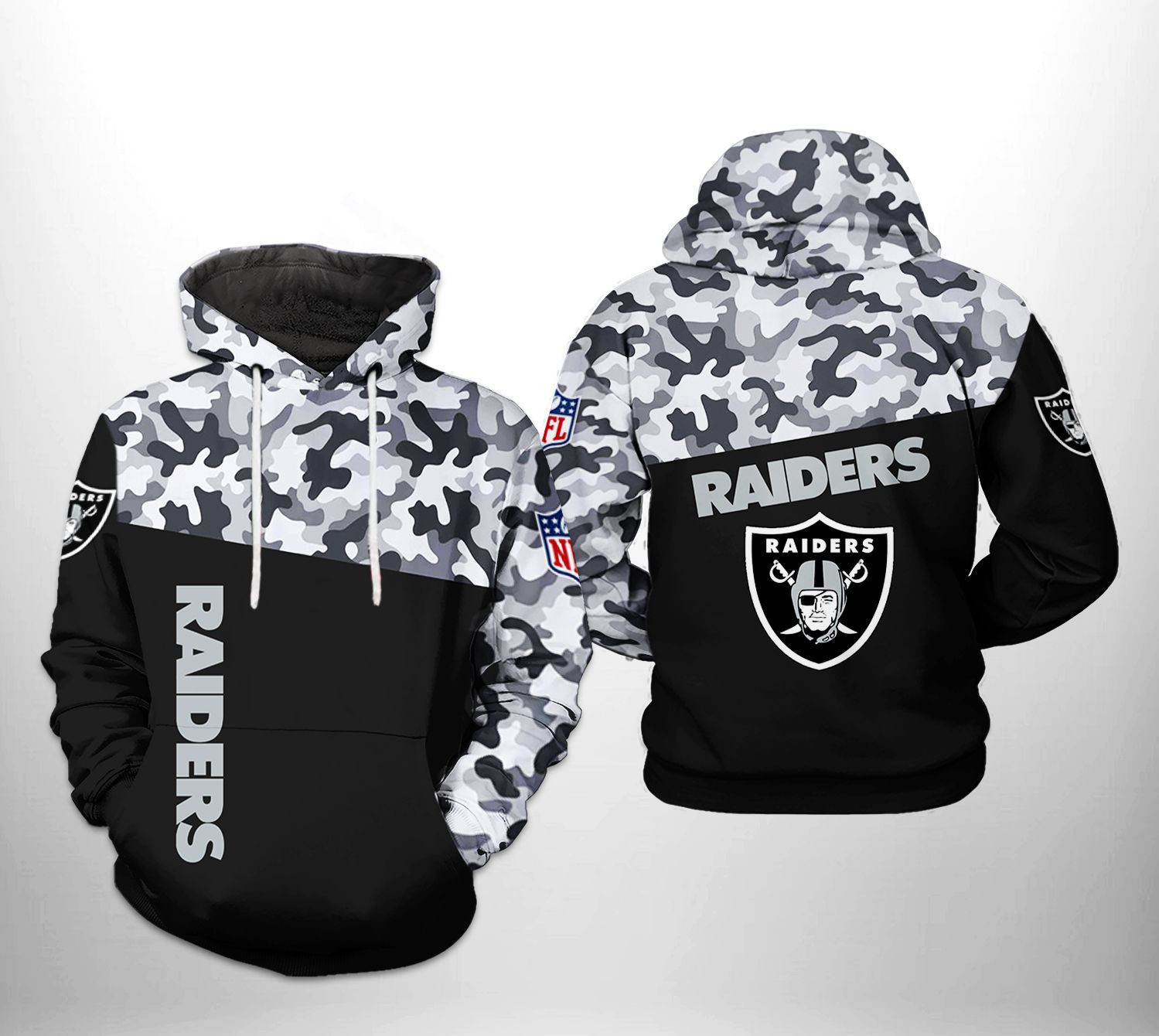 NFL Oakland Raiders NFL Camo Veteran Team 3D All Over Print Hoodie, Zip Hoodie