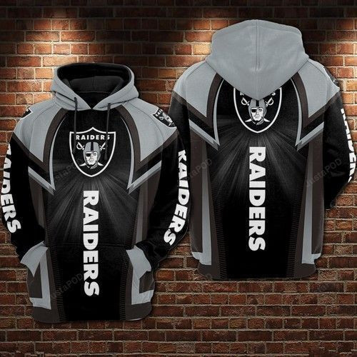 NFL Oakland Raiders Nfl Football Black Gray 3D All Over Print Hoodie, Zip Hoodie