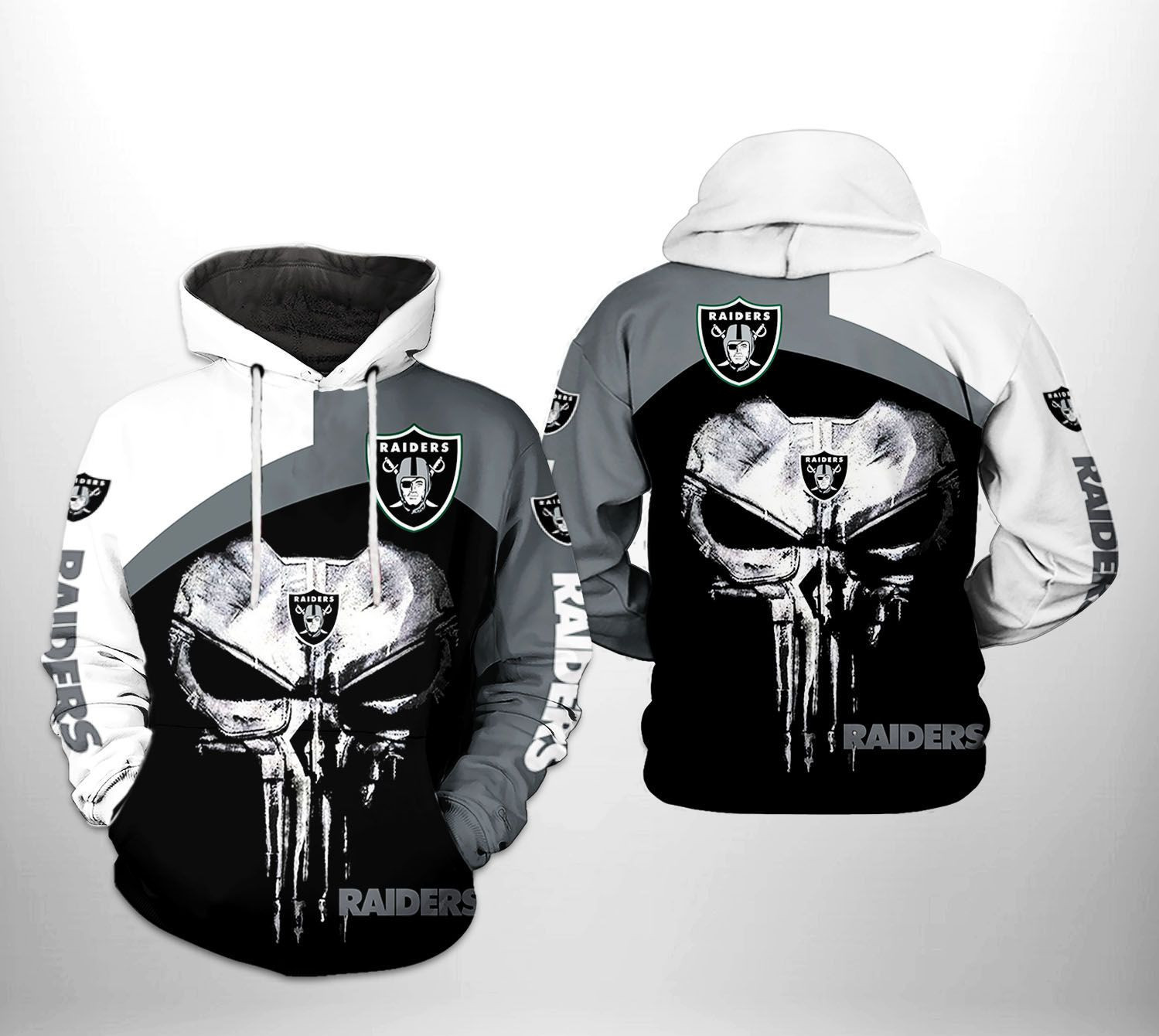 NFL Oakland Raiders NFL Skull Punisher Team 3D All Over Print Hoodie, Zip Hoodie
