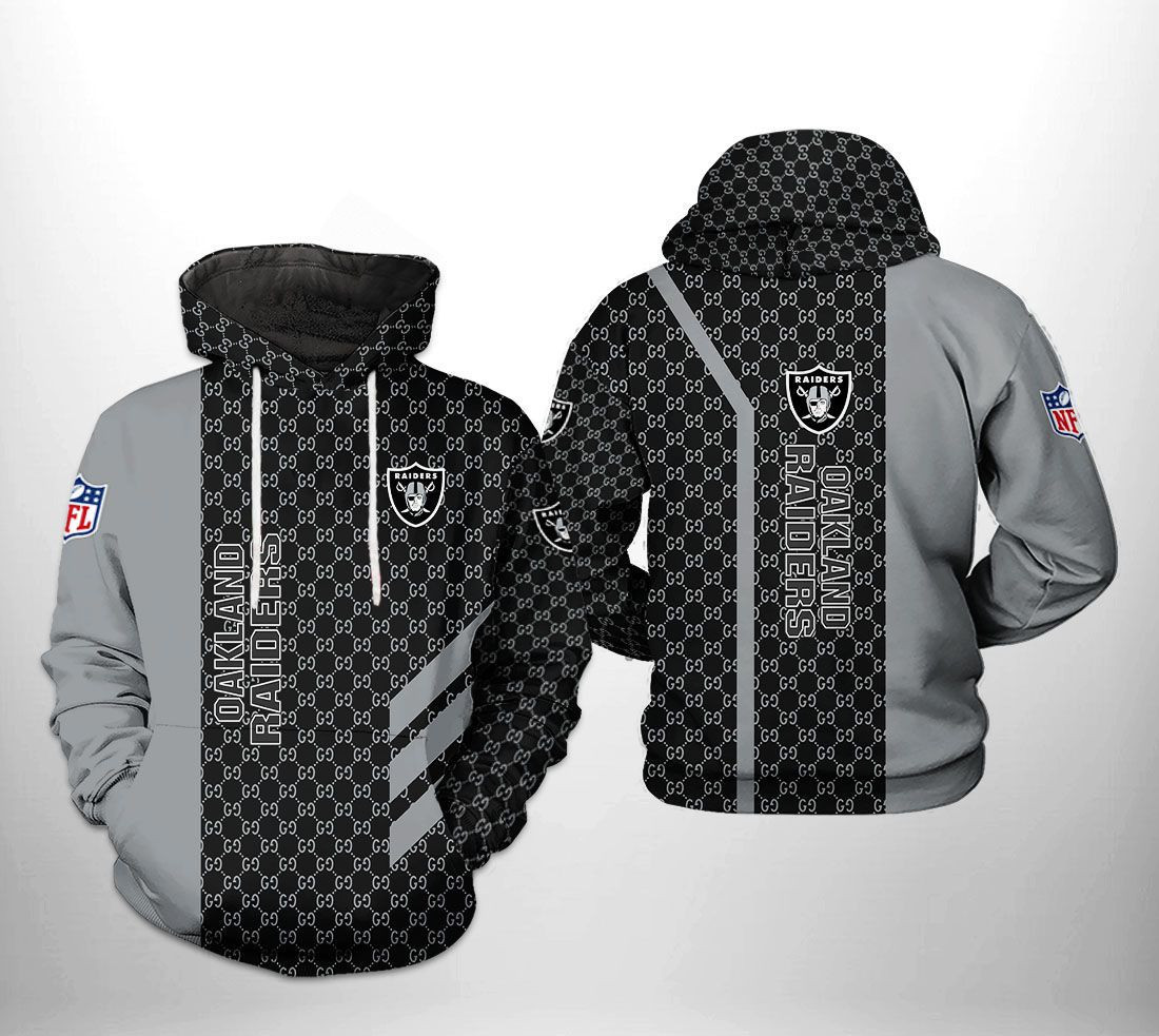 NFL Oakland Raiders NFL Team Pattern Mix 3D All Over Print Hoodie, Zip Hoodie