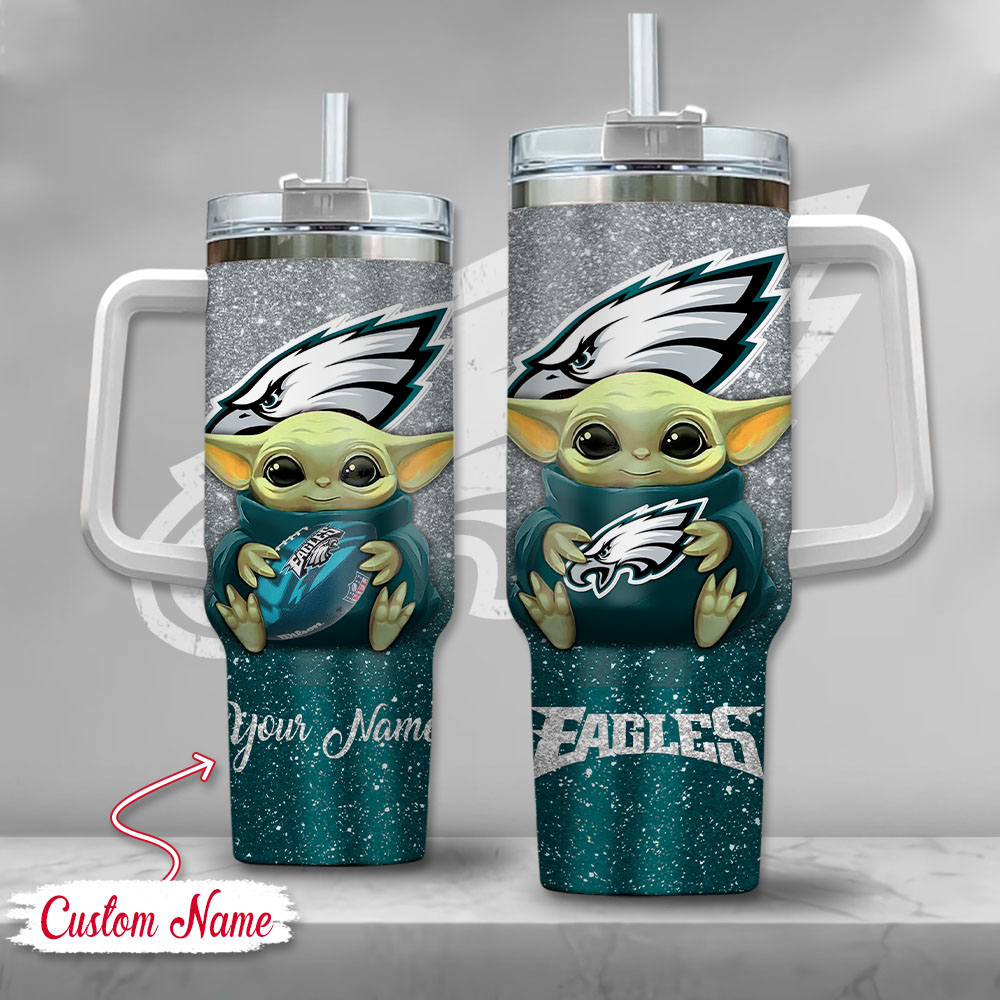 NFL Philadelphia Eagles Baby Yoda Custom Stanley Cup 40 oz 30 oz Tumbler With HandleTVC2301128
