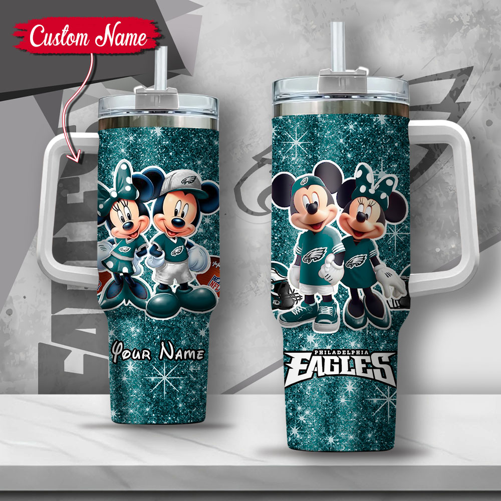 NFL Philadelphia Eagles Mickey And Minnie Couple Custom Stanley Cup 40 oz 30 oz Tumbler With HandleTVC2301127