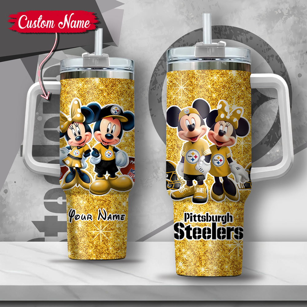 NFL Pittsburgh Steelers Mickey And Minnie Couple Custom Stanley Cup 40 oz 30 oz Tumbler With HandleTVC2301127