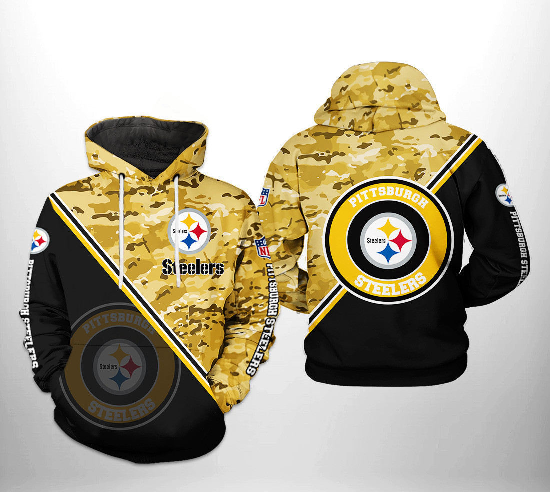 NFL Pittsburgh Steelers NFL Camo Team 3D All Over Print Hoodie, Zip Hoodie