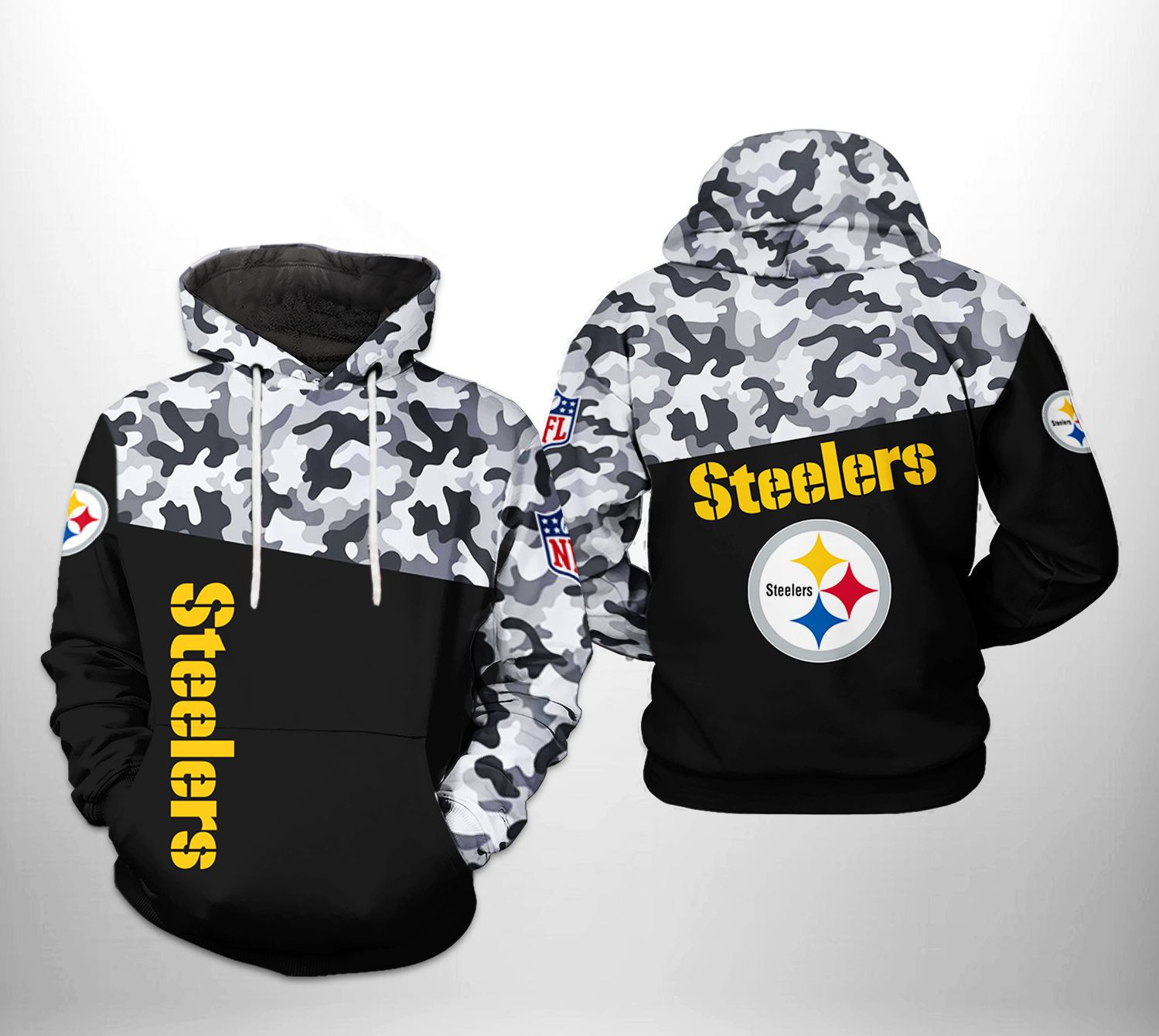 NFL Pittsburgh Steelers NFL Camo Veteran Team 3D All Over Print Hoodie, Zip Hoodie