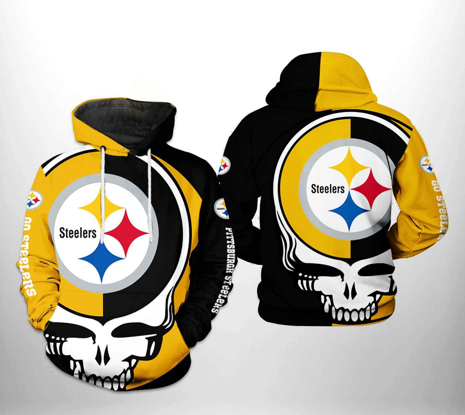 NFL Pittsburgh Steelers NFL Grateful Dead 3D All Over Print Hoodie, Zip Hoodie