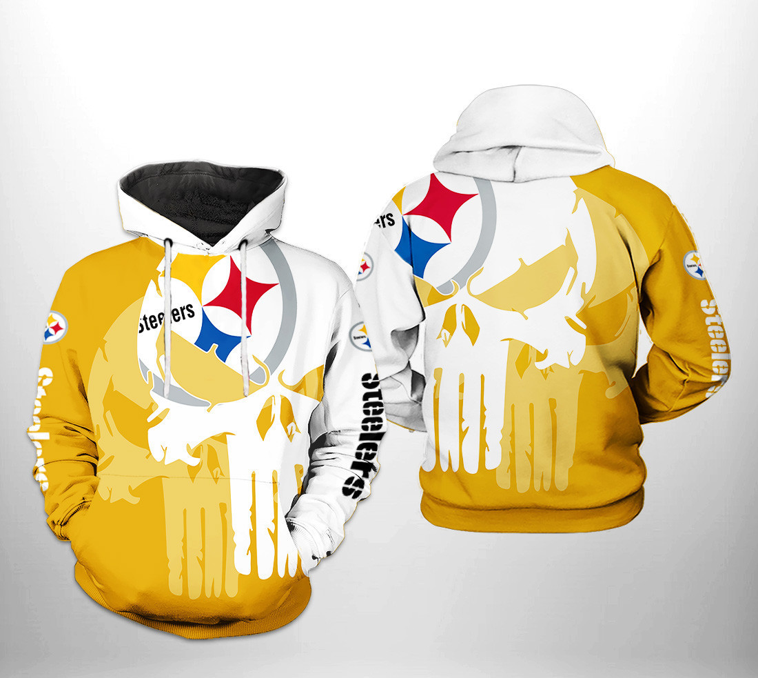 NFL Pittsburgh Steelers NFL Team Skull 3D All Over Print Hoodie, Zip Hoodie