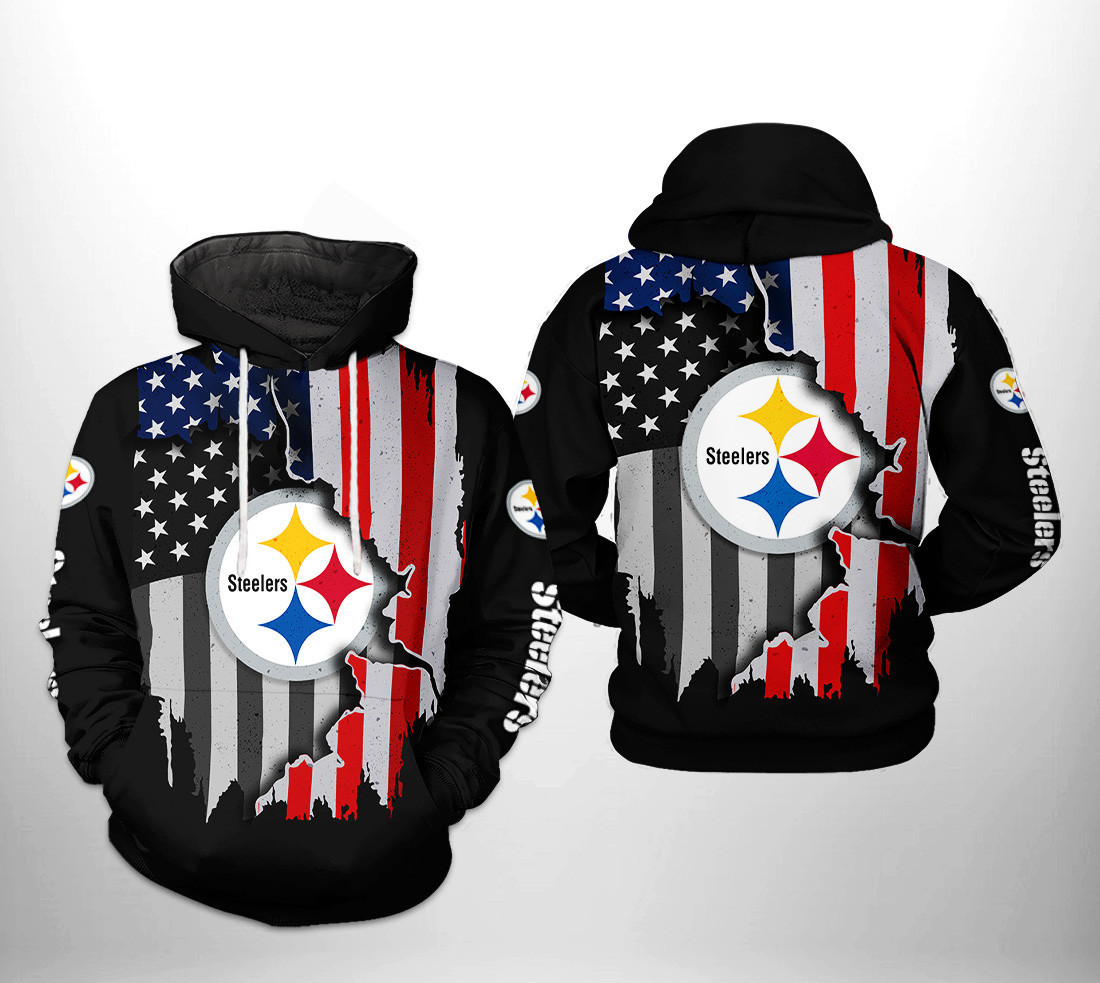 NFL Pittsburgh Steelers NFL US Flag Team 3D All Over Print Hoodie, Zip Hoodie