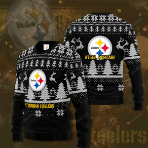 Nfl Pittsburgh Steelers Steel Curtain Ugly Christmas Sweater Adult 3D Funny Matching for family