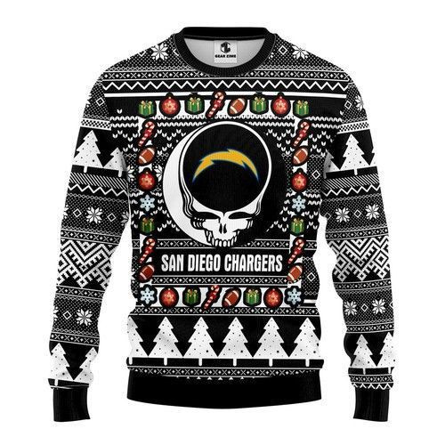 Nfl San Diego Chargers Grateful Dead Ugly Christmas Sweater Adult 3D Funny Matching for family