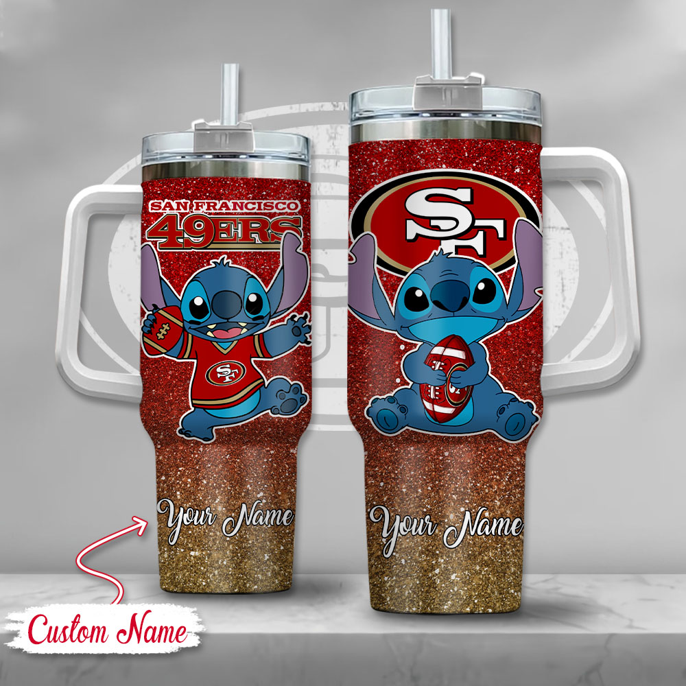 NFL San Francisco 49ers Stitch Glitter Custom Stanley Cup 40 oz 30 oz Tumbler With HandleTVC2301126