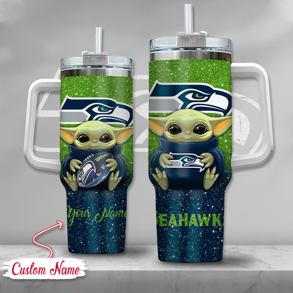NFL Seattle Seahawks Baby Yoda Custom Stanley Cup 40 oz 30 oz Tumbler With HandleTVC2301128