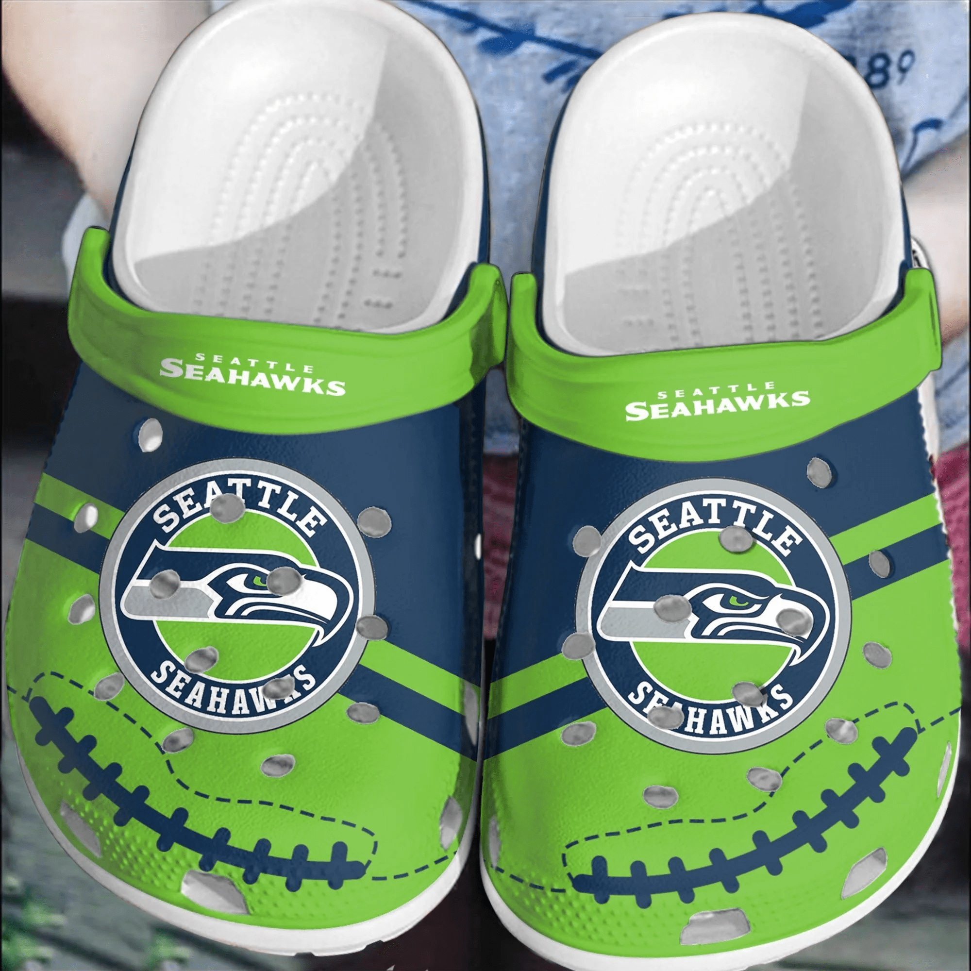 NFL Seattle Seahawks CrocsCrocband Comfortable Shoes Clogs For Men Women